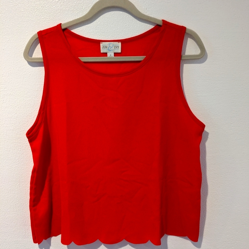 Red Scalloped hem top